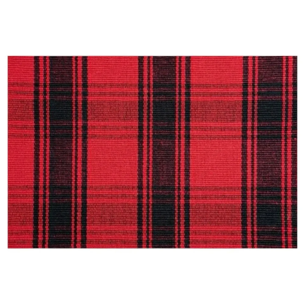 Holiday Time Buffalo Plaid Woven Cotton Table Runner (Red & Black) 13 in x 72 in